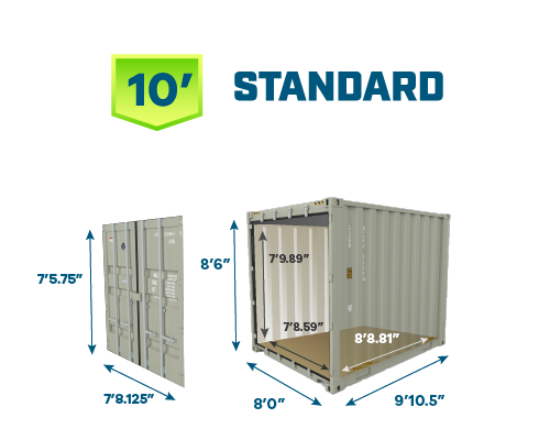 10ft shipping container imperial dimensions, 10ft dimensions, 40 ft shipping container, used 10 foot container, 10' shipping container dimensions