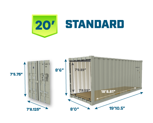 20ft shipping container imperial dimensions, 20ft dimensions, 20 ft shipping container, used 20 foot container, 20' shipping container dimensions