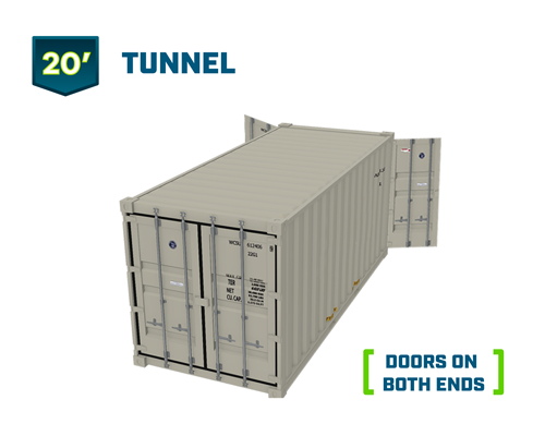 20 ft tunnel container sales, 20ft container for sales 20 ft container, 20 ft sea can sales, shipping container for sales, shipping container doors on both ends, tunnel shipping container, buy storage container doors on both ends, CargoCube Solutions