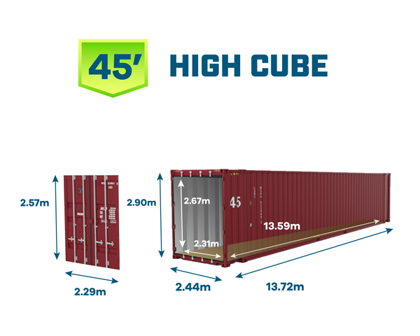 45ft high cube, 45ft high cube metric dimensions, 45 ft high cube shipping container, used 45 foot high cube container, 45' high cube shipping container dimensions